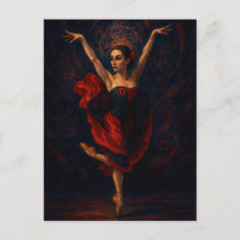 Cartão postal de dança de vestimenta vermelha Flam