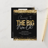 Cartão postal de data de salvamento em preto doura