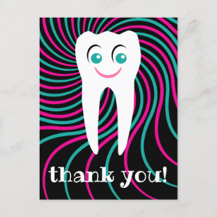 cartão postal de dente sorrindo agradecendo dentis