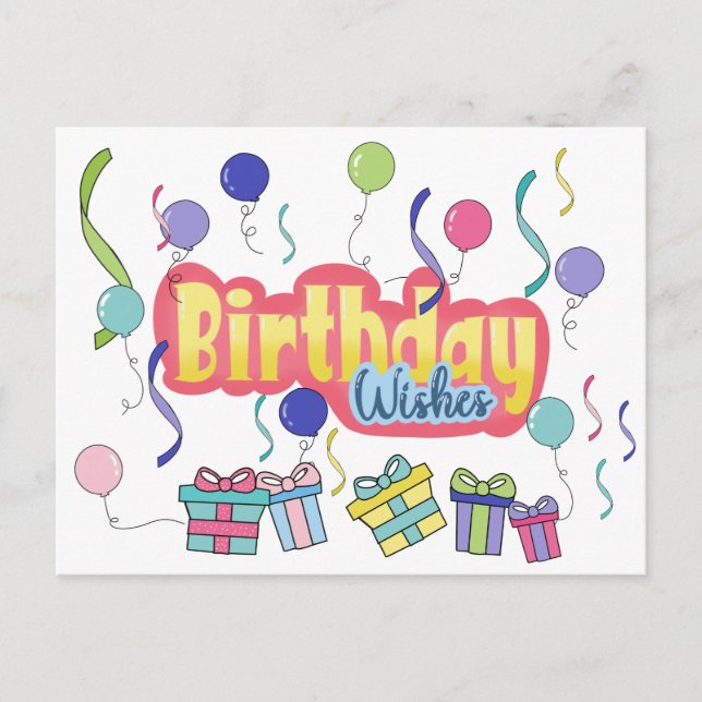 Cartão postal de desejos de aniversário (Frente)