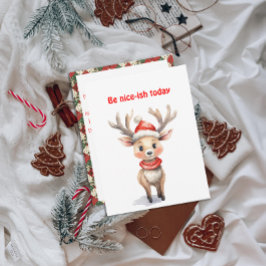 Cartão postal de desejos de Natal do adorável rena