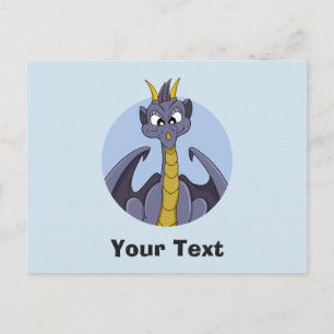 Cartão postal de desenho animado de dragão roxo