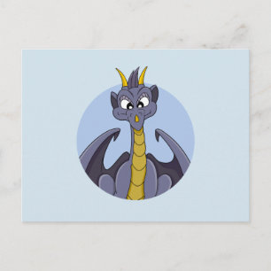 Cartão postal de desenho animado de dragão roxo