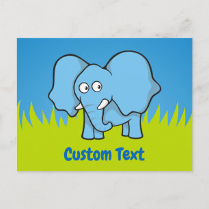 Cartão postal de desenho animado de elefante azul