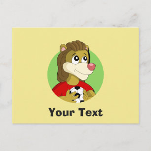 Cartão postal de desenho animado de leão segurando