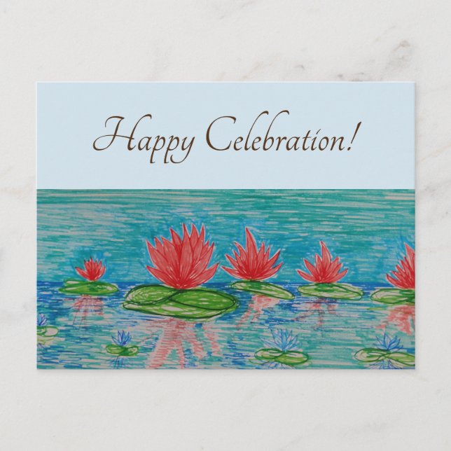 Cartão postal de desenho das flores de lótus (Frente)