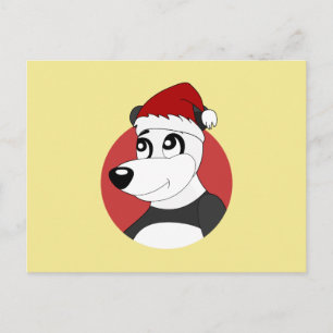 Cartão postal de desenho de Natal com panda fofo