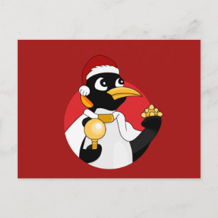 Cartão postal de desenho do Natal do pinguim imper