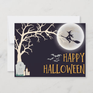 Cartão postal de Dia das Bruxas Preto Minimalista