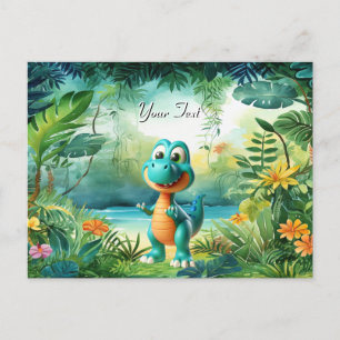 Cartão postal de dinossauro fofo