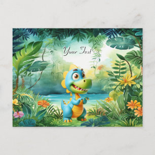 Cartão postal de dinossauro fofo