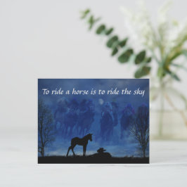 Cartão postal de dois cavalos de corrida cuidadosa