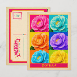Cartão Postal de Dothan Alabama Flor Camélia Vinta