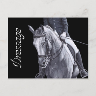 Cartão postal de Dressage Cavalo preto e branco