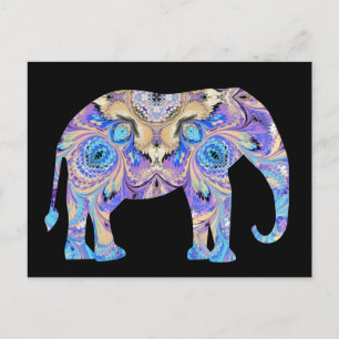 Cartão Postal de Elefante Kaleidoscópio Fundo Pret