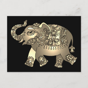 cartão postal de elefante ornamental