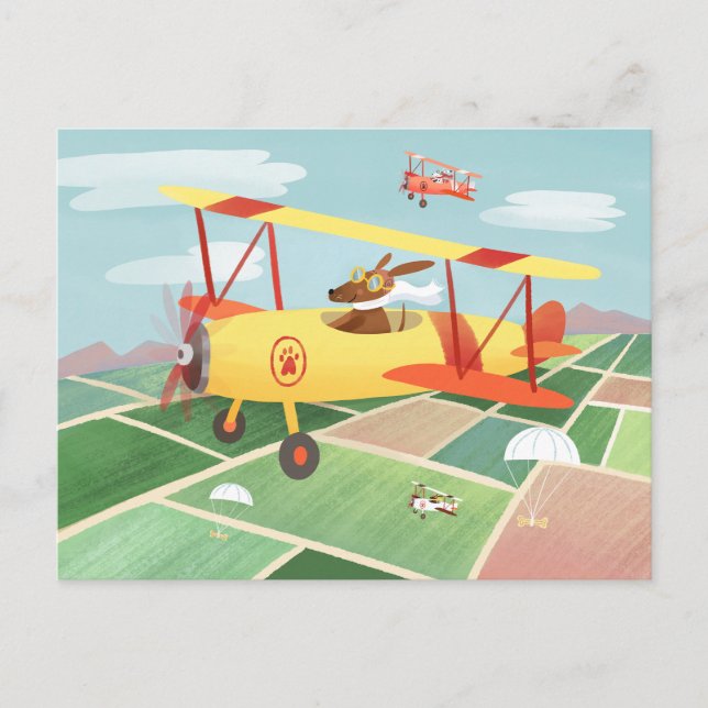 Cartão postal de entrega de cachorros de avião (Frente)