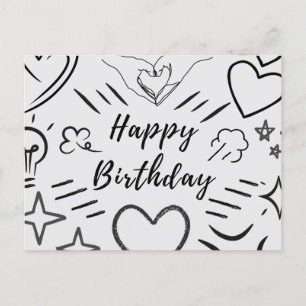 Cartão Postal de Esboço de Amor de Aniversário