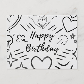 Cartão Postal de Esboço de Amor de Aniversário