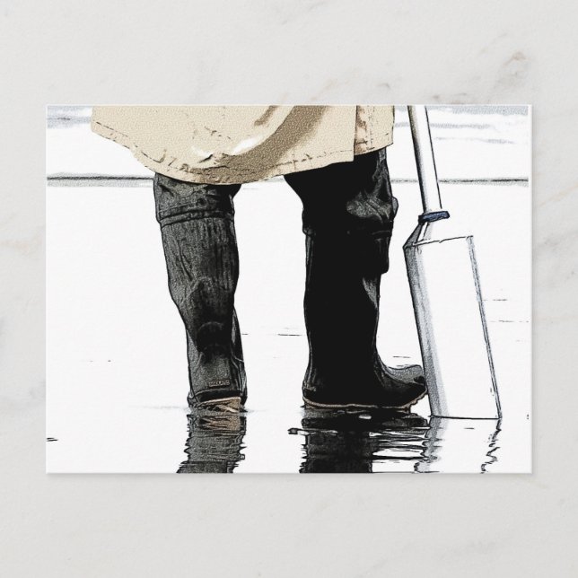 Cartão postal de escavação de amêijoas (Frente)