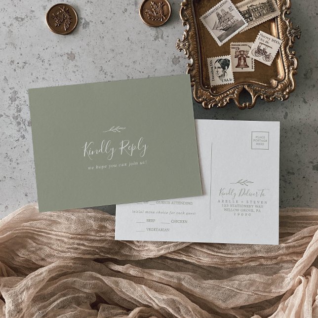 Cartão-postal de escolha de menu verde mínimo de f (Criador carregado)