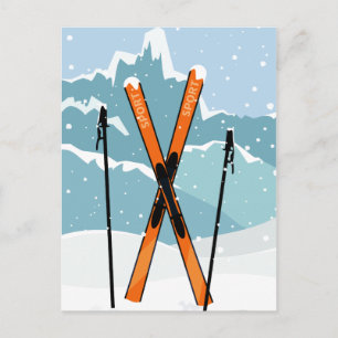 Cartão postal de Esqui de Inverno