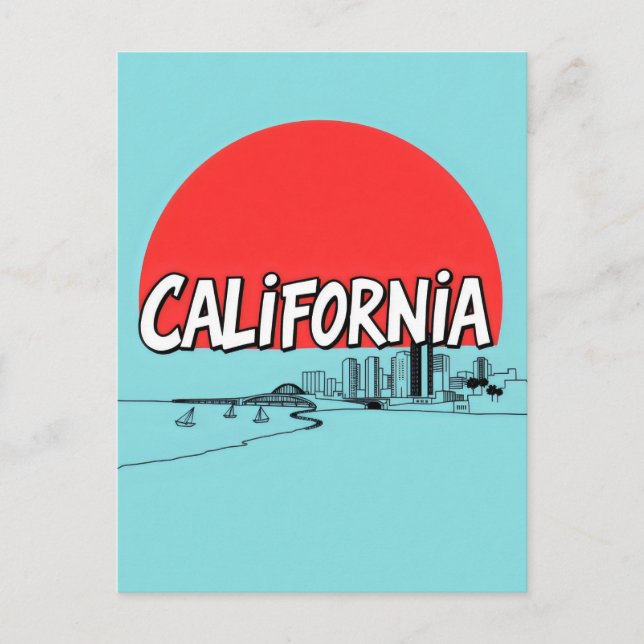 Cartão postal de estilo cômico da Califórnia (Frente)
