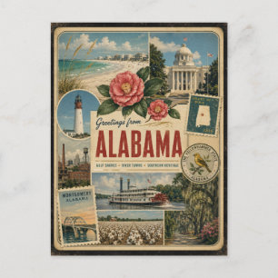 Cartão postal de estilo vintage autêntico do Alaba