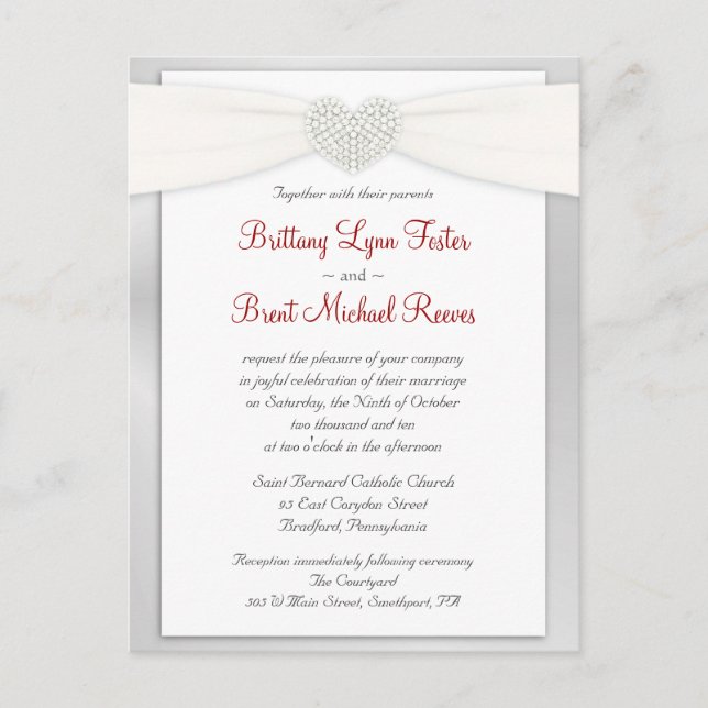 Cartão-postal de Exemplo de Convite de Casamento (Frente)