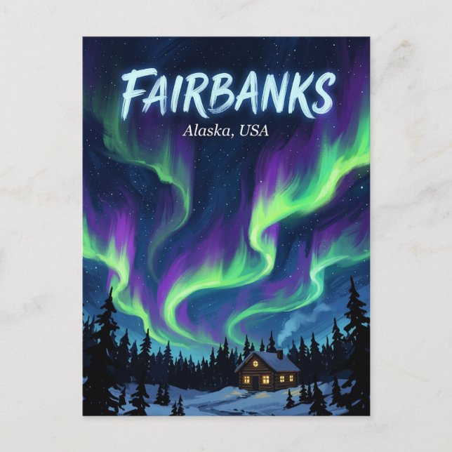 Cartão Postal de Fairbanks Alasca (Frente)