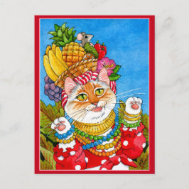 Cartão postal de fantasia de gato Carmen Miranda