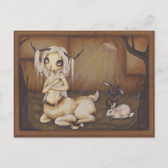 Cartão postal de fantasia gótica de menina cervo z (Frente)