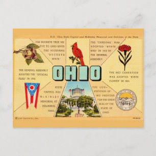 Cartão postal de fatos vintage de Ohio