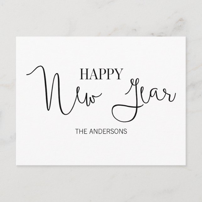 Cartão postal de Feliz ano novo Moderno Simples (Frente)