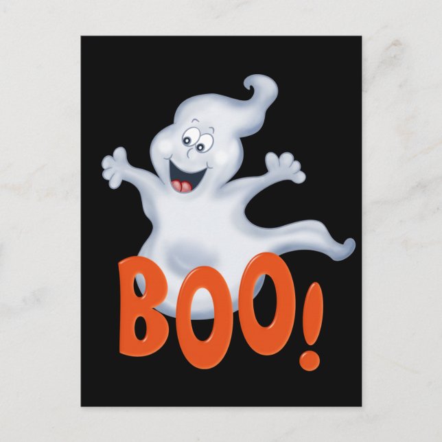 Cartão postal de Feriado Fantasma de Boo Halloween (Frente)