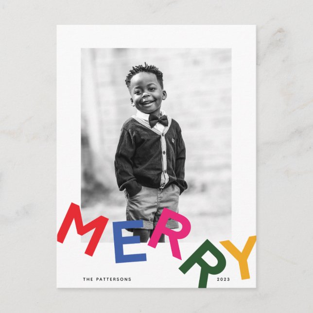 Cartão postal de Feriado Joyful Lettering (Frente)