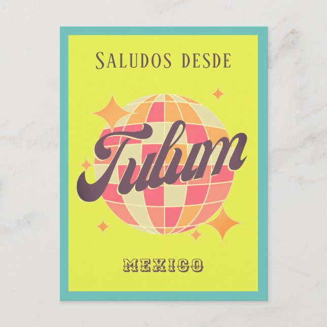 Cartão postal de férias coloridas na praia de Tulu (Frente)