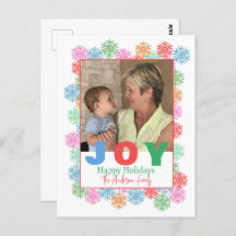 Cartão Postal de Férias com Foto de Floco de Neve