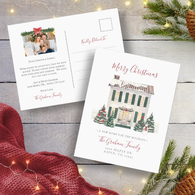 Cartão Postal de Férias com Foto de Nova Casa (New Home Photo Holiday Postcard
)