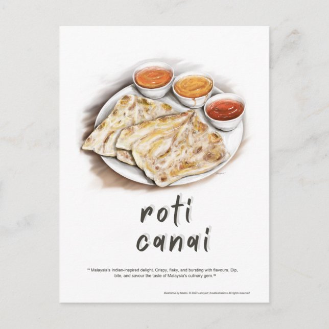 Cartão postal de férias da Malásia Roti Canai (Frente)