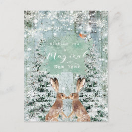 cartão postal de férias de ano novo inverno robin