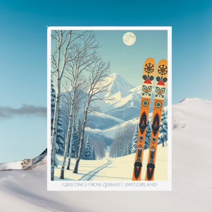 Cartão postal de férias de esqui em Zermatt Suíça