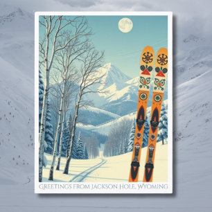 Cartão postal de férias de esqui Jackson Hole Wyom