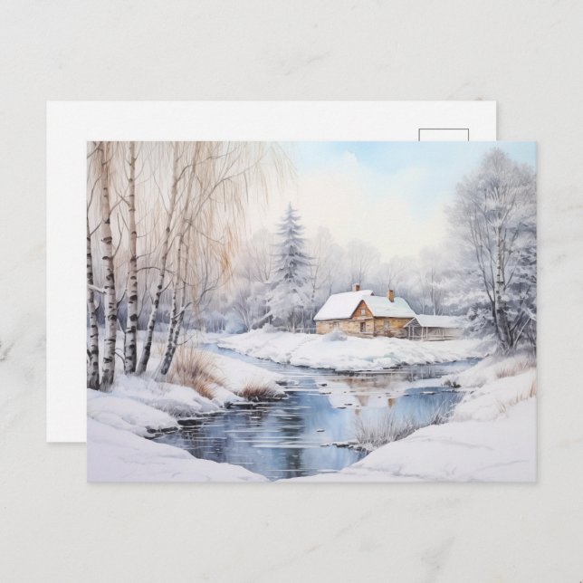Cartão postal de férias de inverno Vintage Landsca (Frente/Verso)