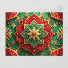 Cartão Postal de Férias Decorativo Vermelho Verde
