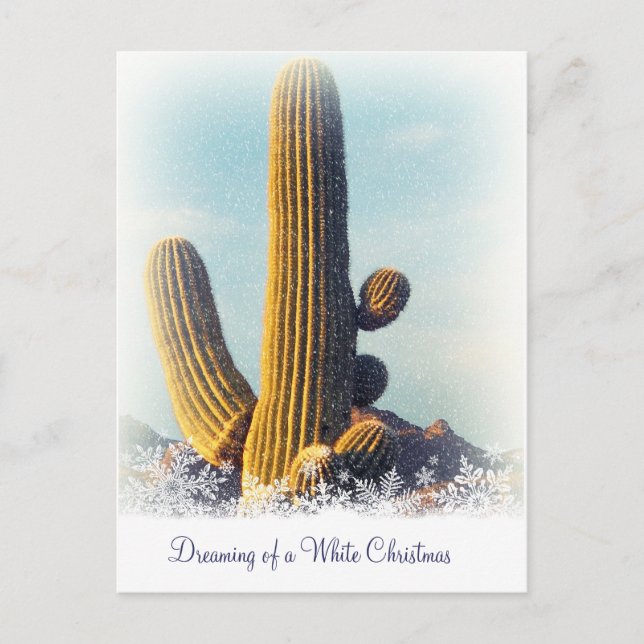 Cartão postal de férias do Winter Saguaro (Frente)