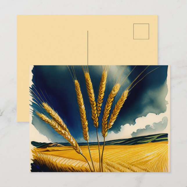 Cartão postal de férias Dourado da Autumn Harvest  (Frente/Verso)