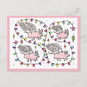 Cartão postal de férias "Flying Future Bacon"