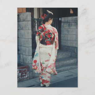 cartão postal de férias kimono japonês