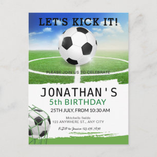 Cartão postal de festa de aniversário de futebol i